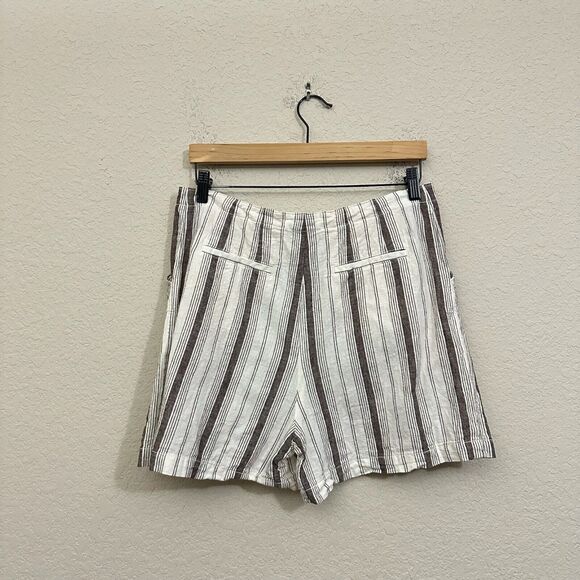 by ANTHROPOLOGIE Linen-Blend Exposed Button-Fly Shorts in Ivory Stripe - Picture 6 of 11